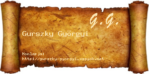 Gurszky Györgyi névjegykártya