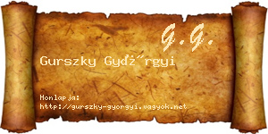 Gurszky Györgyi névjegykártya